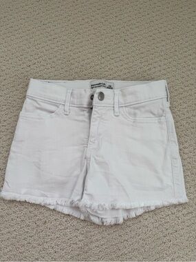 abercrombie kids White Frayed Hem Denim Shorts